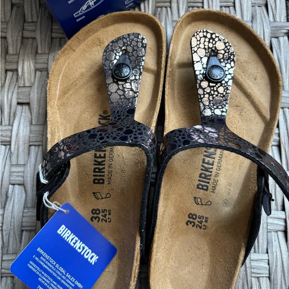 Birkenstock Metallic Black and Brown Sandals